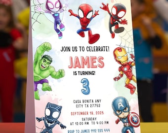 Editable Spidey and His Amazing Friends Birthday Invitation, Spidey Birthday Invitation, Spidey digital invitation card instant download