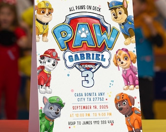 Editable Puppy Birthday Invitation Template, Printable Birthday Party Invitations, Digital Bday Party Invite Template, Boys & Girls Invite