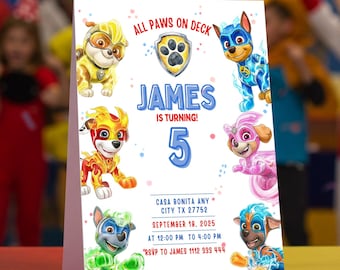 Editable Puppy Birthday Invitation Template, Printable Birthday Party Invitations, Digital Bday Party Invite Template, Boys & Girls Invite