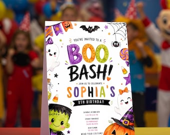 Halloween Birthday Invitation, Boo Bash Party Invite, Kids Halloween Birthday, Editable Canva Template, Cute Spooky Party Invitation