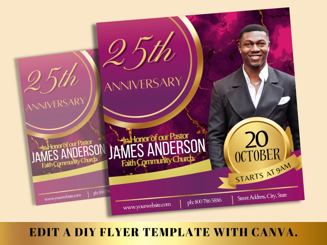 Editable Church Anniversary Flyer Template - Pastor Anniversary Flyer ...