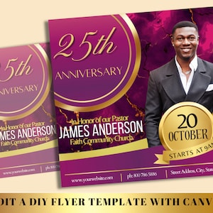 Editable Church Anniversary Flyer Template - Pastor Anniversary Flyer - Invitation Church Anniversary - Church Anniversary Flyer | FF067