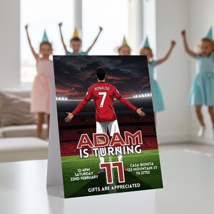 Invitation anniversaire Ronaldo, thème dessin animé | Modèle de toile d'invitation d'anniversaire de football en téléchargement numérique pour garçons | Accès instantané