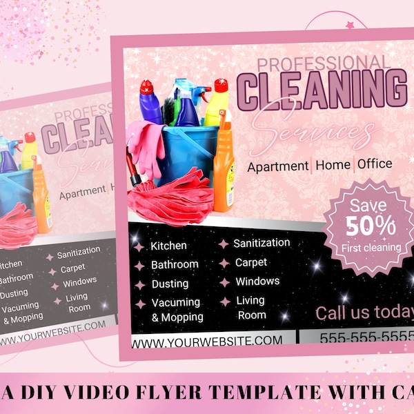 Cleaning Service Flyer, DIY Flyer Template Design, Cleaning Flyer Advertisement, Housekeeper Cleaner Flyer, House & Office Cleaning Flyer