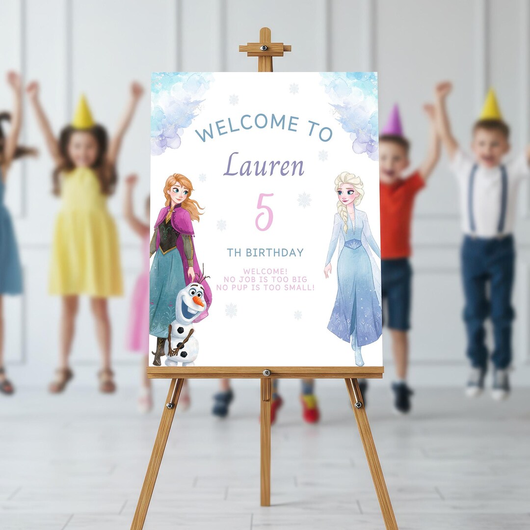 Watercolor Frozen Welcome Sign Template – Frozen Birthday Party Sign ...