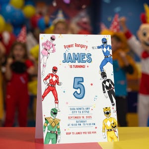Invitation d'anniversaire Power Rangers | Invitation Power Rangers | Invitation Rangers imprimable, Ninja Evite, modèle toile modifiable | Téléchargement instantané