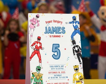 Power Rangers Birthday Invitation | Power Rangers Invite | Printable Rangers Invite, Ninja Evite, Editable Canva Template | Instant Download