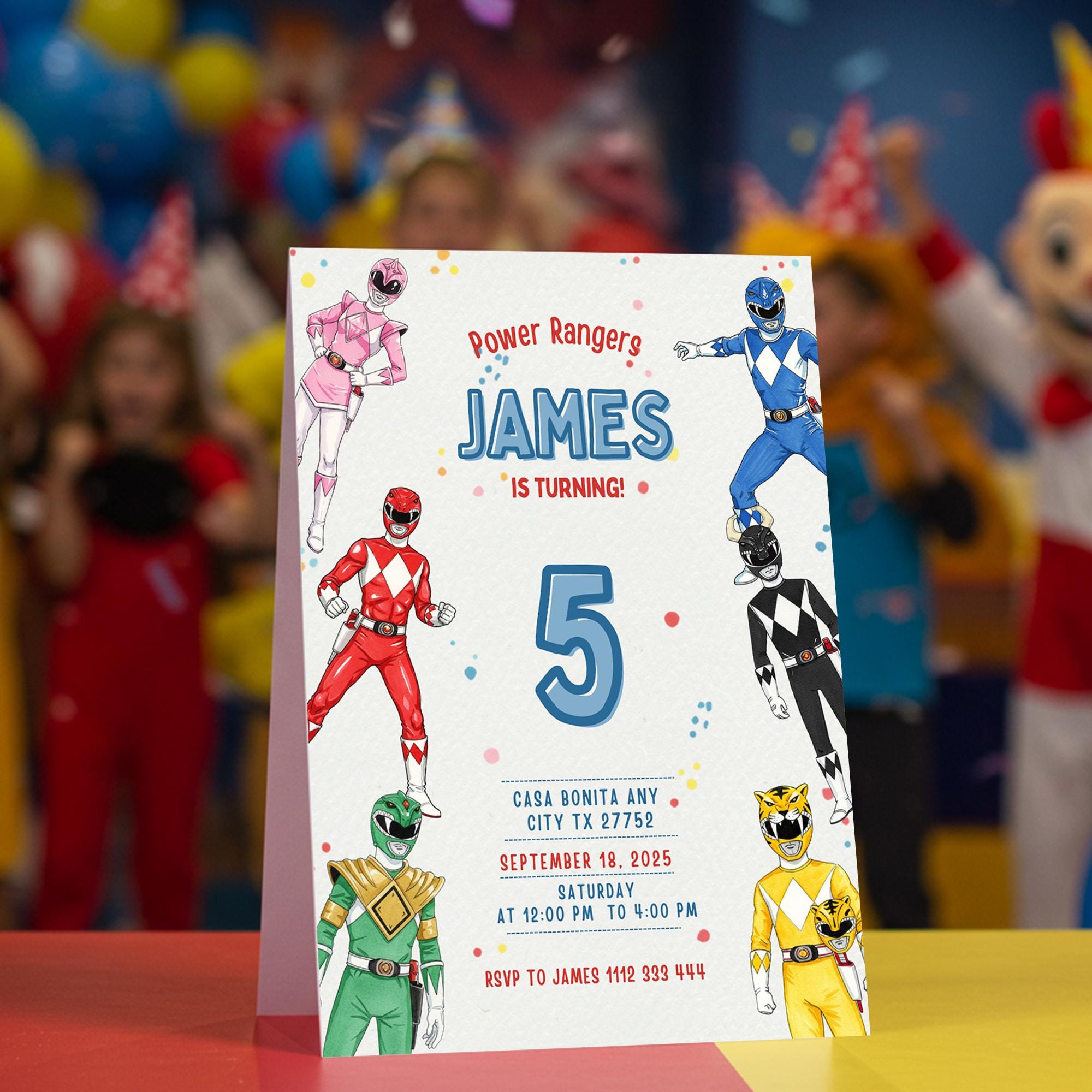 Blue Power Ranger Birthday Invite