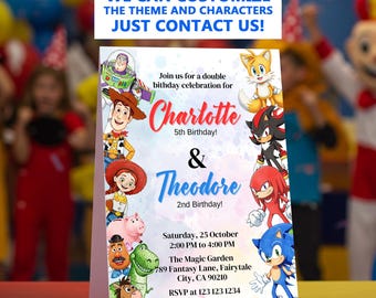 Sonic and Toy Story joint Birthday Invitation Template | Double Party Invite Template (Digital)