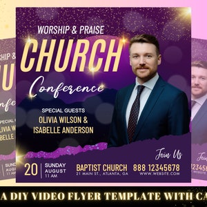 Church Flyer, DIY Flyer Template Design, Church Conference Flyer, Church Service Flyer, Prayer Flyer, Worship Flyer, Premade Editable Flyer