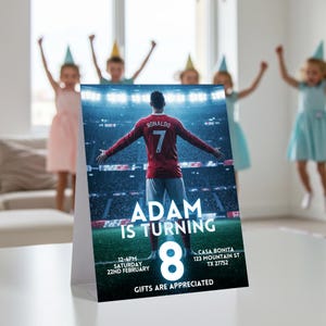 Ronaldo Birthday Invitation night theme | Soccer Birthday Invitation Canva Template Editable Digital Download for Boys | Instant Access