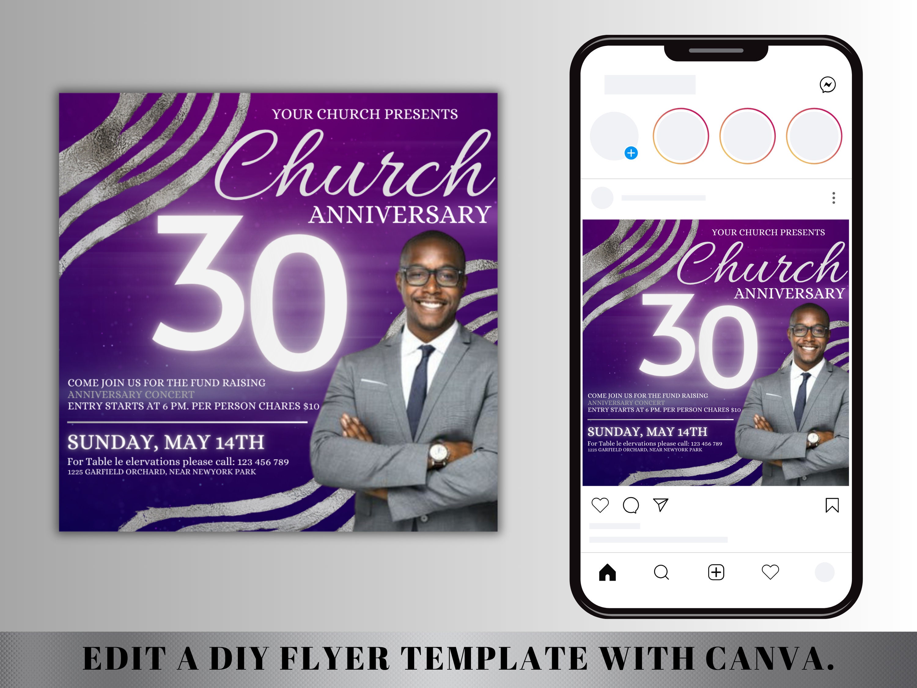 Editable Church Anniversary Flyer Template - Pastor Anniversary Flyer ...