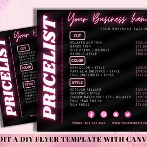 Price List, DIY Flyer Template Design, Hair Pricing Flyer, Pricelist Flyer, Pricing Guide Sheet, Nails Flyer, Premade Salon Business Flyer