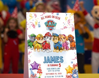 Editable Puppy Birthday Invitation Template, Printable Birthday Party Invitations, Digital Bday Party Invite Template, Boys & Girls Invite