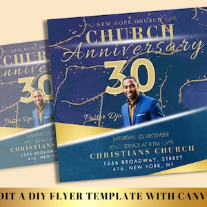 Editable Church Anniversary Flyer Template - Pastor Anniversary Flyer - Invitation Church Anniversary - Church Anniversary Flyer | FF068