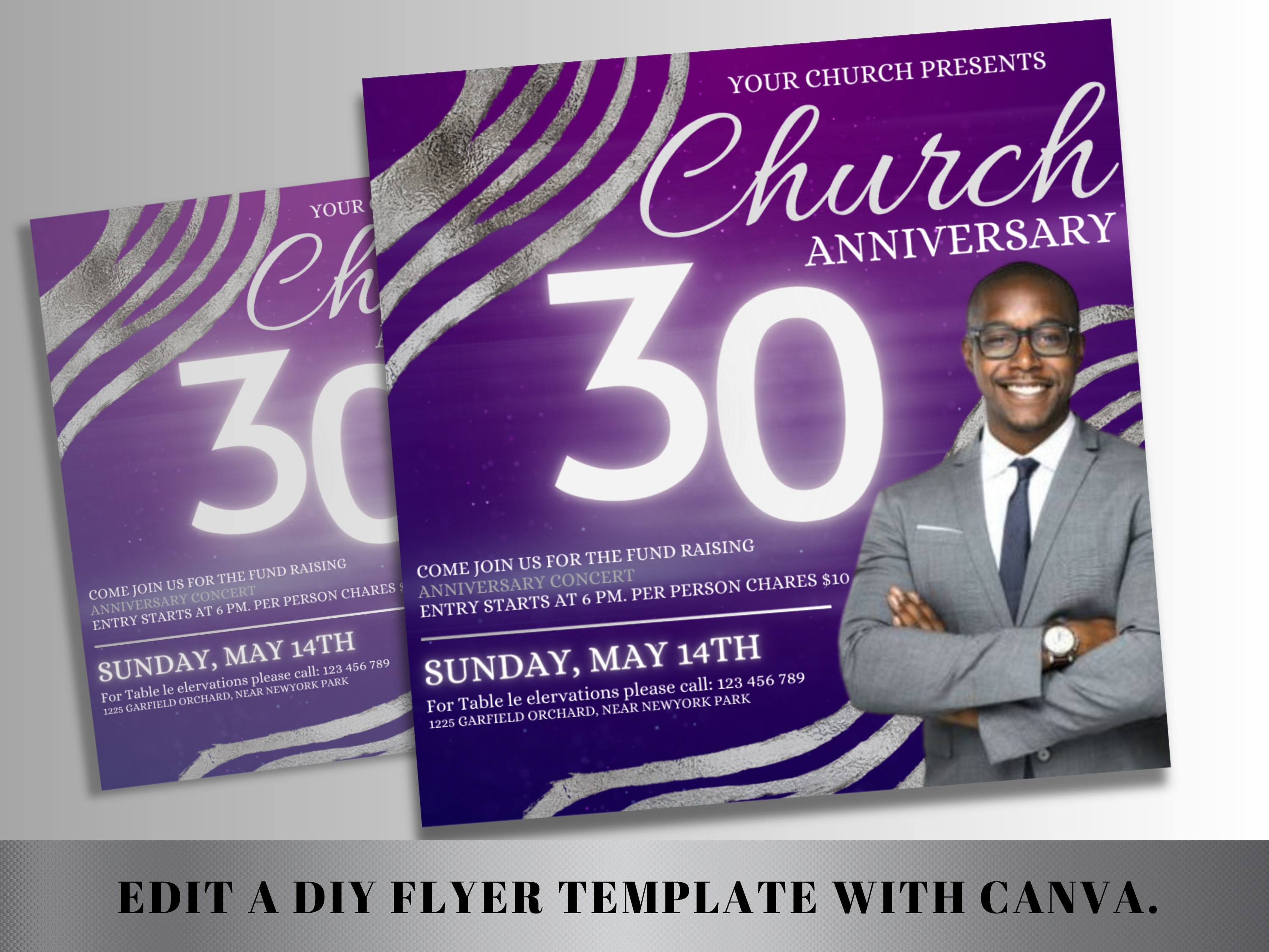 Editable Church Anniversary Flyer Template - Pastor Anniversary Flyer ...
