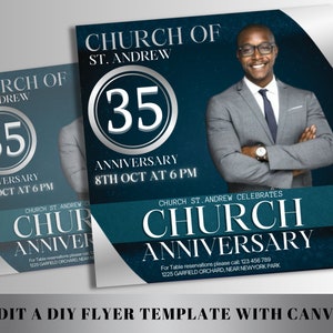Editable Church Anniversary Flyer Template - Pastor Anniversary Flyer - Invitation Church Anniversary - Church Anniversary Flyer | FF070