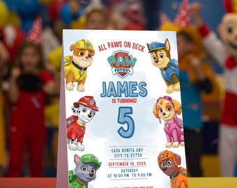 Editable Puppy Birthday Invitation Template, Printable Birthday Party Invitations, Digital Bday Party Invite Template, Boys & Girls Invite