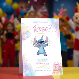Modelo de convite de aniversário editável com ponto cruz Canva, convite para festa de menina, download digital em aquarela rosa, acesso instantâneo