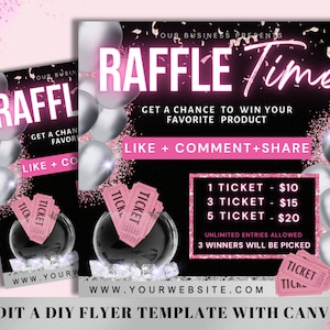 Raffle Flyer , DIY Flyer Design Template, Giveaway Flyer, Raffle Ticket Flyer, Hair Raffle Flyer, Social Media Premade Business Flyer Design