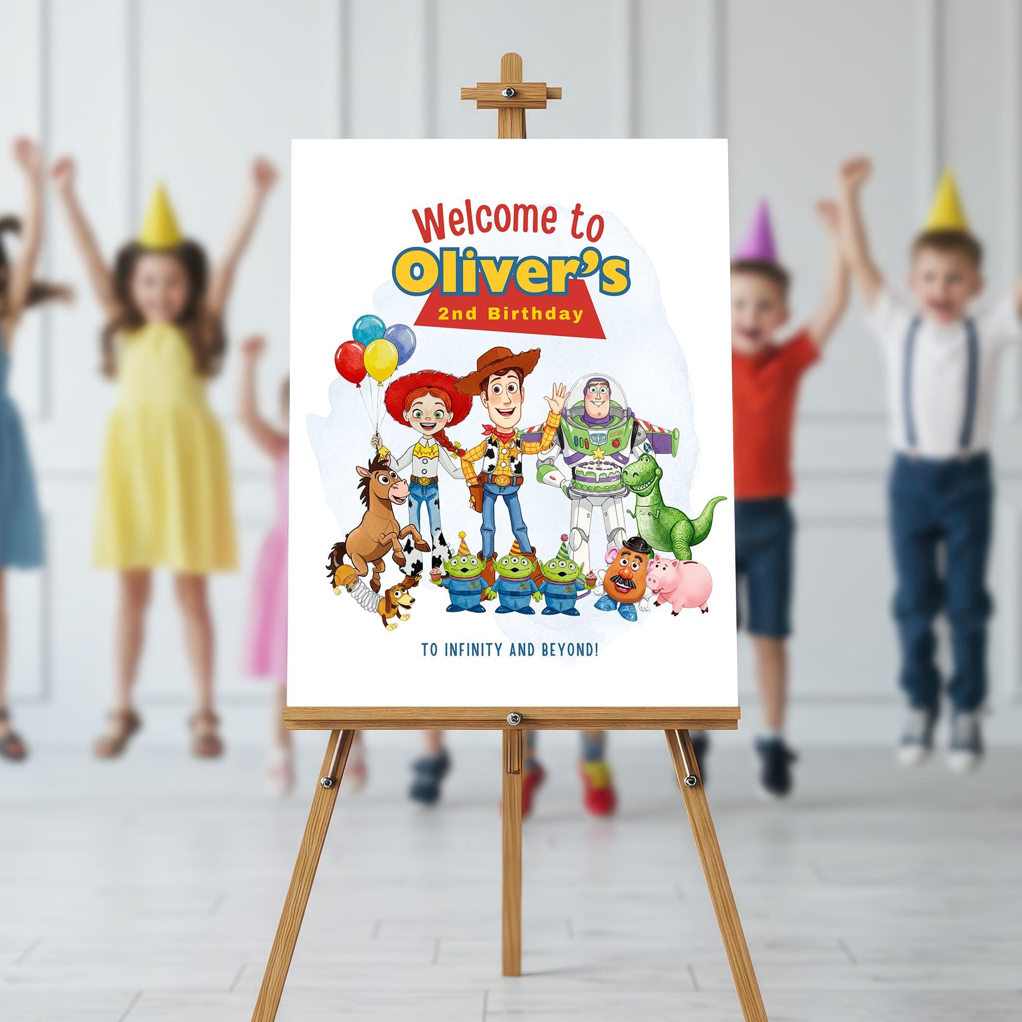 Watercolor Toy Story Welcome Sign Template – Editable Canva Birthday ...