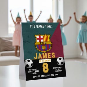 fc barcelona birthday invitation editable, soccer party invite, fc barca digital invitation, futbol birthday, boys socc
