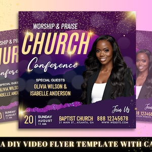 Church Flyer, DIY Flyer Template Design, Church Conference Flyer, Church Service Flyer, Prayer Flyer, Worship Flyer, Premade Editable Flyer