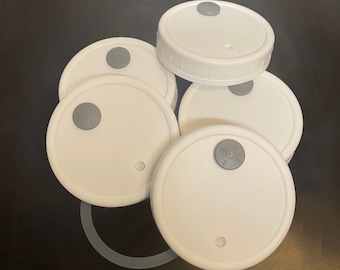 Regular & Wide Mouth Mushroom Grow Jar Lids | Self-Healing Injection Port and Gas Exchange Lids for Mycology
