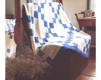 Vintage 1980s Irish Chain Quilt Afghan Digital Knitting Pattern