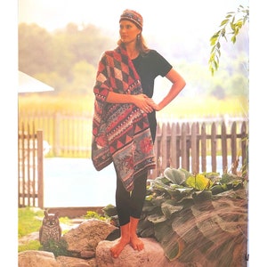 Vintage 1990er Jahre Strick Geometrischer Wrap und Hut Digitales Muster