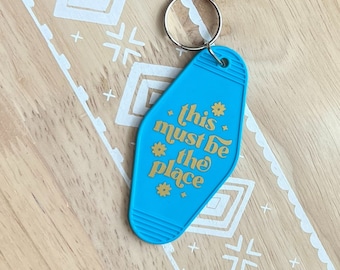 this must be the place vintage motel keychain, retro keychains, motel key ring, trendy, gifts for her, car accessories