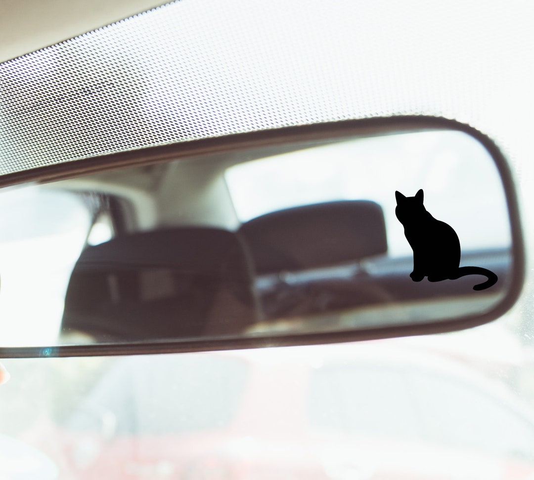 Sitting Cat Rear View Mirror Decal, Rear View Mirror Decal, Cat, Vinyl ...
