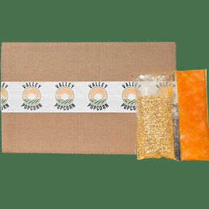 All-In-One Popcorn Kits: White Seed, Red Coconut Oil, Butter Salt. 24Ct/10.6oz Popcorn Kits. For use in a 6 oz or 8 oz kettle