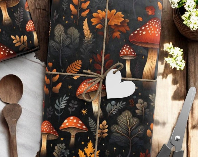 Mushroom Forest Wrapping Papers Enchanted Mushroom Wrapping Paper Bring a Whimsical Touch to Your Gifts Holiday Mushroom Gift Paper