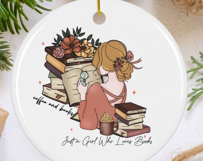Bookish Ceramic Ornament