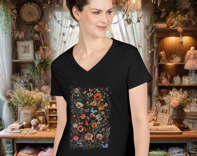 Floral Garden V-Neck T-shirt