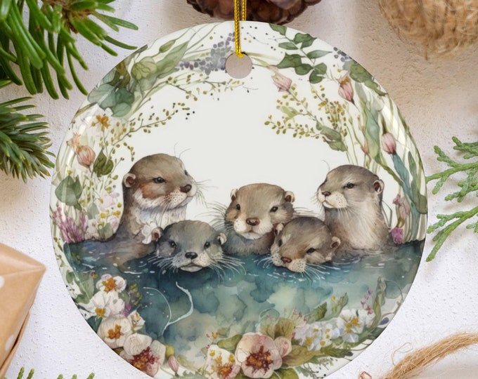 Floral Otter Ornament