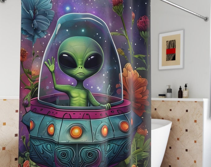 Floral Alien Shower Curtain