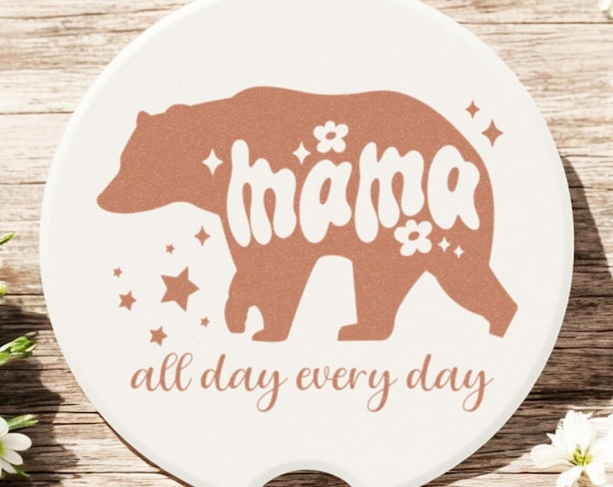 Mama Soapstone Car Coaster Durable Mom Car Coaster Absorbent and Stylish Cup Holder Protector Christmas Stocking Stuffer Gift for Mom
