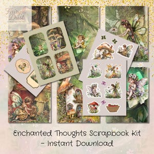 Kit de scrapbooking féerique Pages imprimables pour le journal indésirable Cartes de journalisation féeriques Étiquettes et autocollants Téléchargement instantané