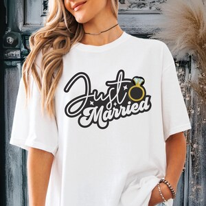 Just Married T-Shirt: 100% Cotton Honeymoon Bride Tee