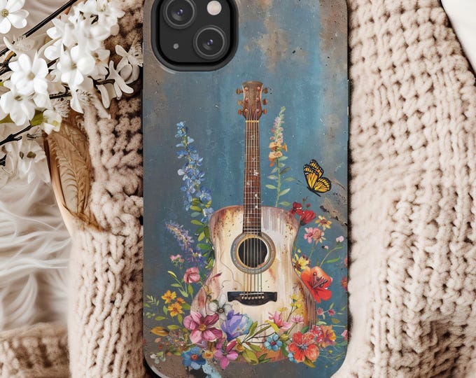 Rustic Floral Guitar iPhone Case