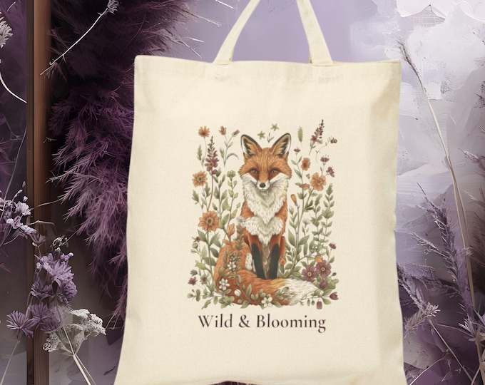 Floral Fox Tote Bag
