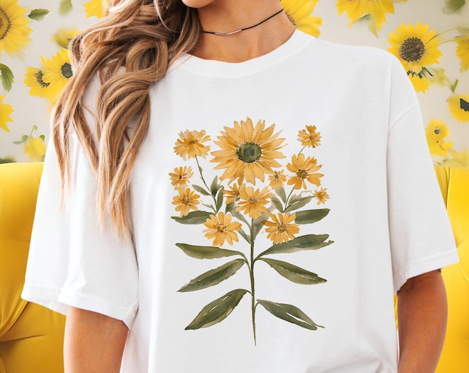 Cottagecore Sunflower T-shirt Botanical Floral Tee Flowers Shirt Sunflower Top Perfect Gift Nature Lovers