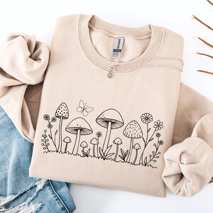 Mushroom Garden Sweatshirt: Botanical Fungi Lover Crewneck