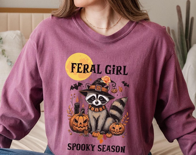 Feral Girl Raccoon Long Sleeve T-Shirt