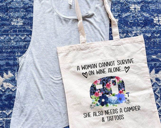 Wine and Camping Tote Bag