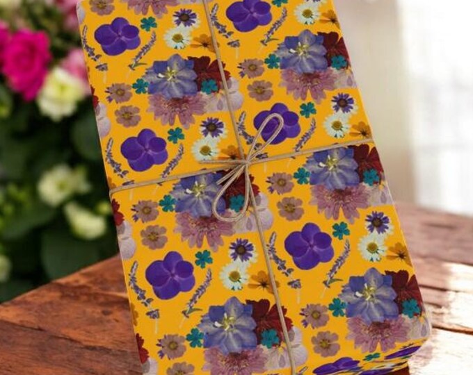 Pressed Flowers Wrapping Papers Floral Gift Wrap Cottagecore Wrapping paper Fairycore Aesthetic