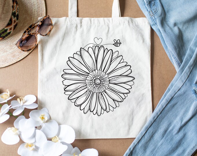 Flower & Bee Tote Bag