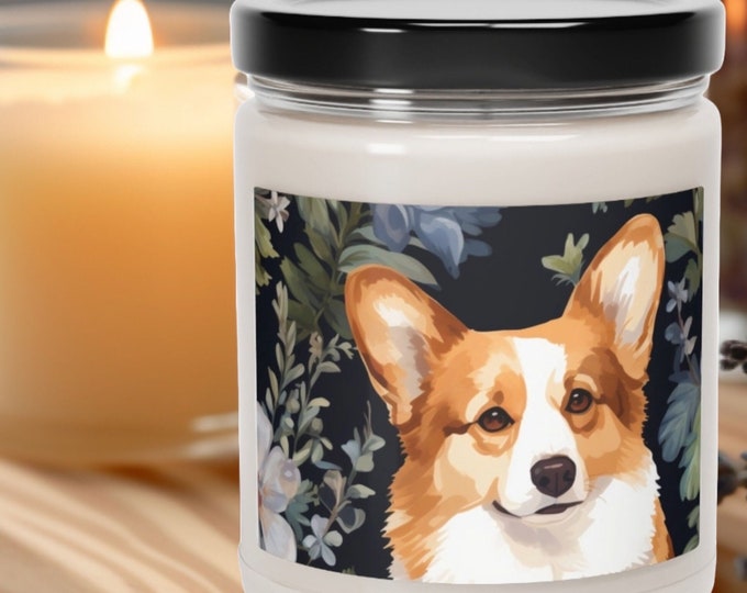 Floral Corgi Soy Candle